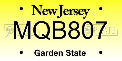MQB807 New Jersey License Plate