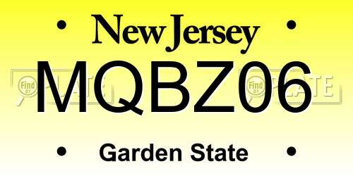 MQBZ06 New Jersey License Plate