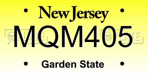 MQM405 New Jersey License Plate