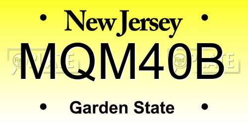 MQM40B New Jersey License Plate