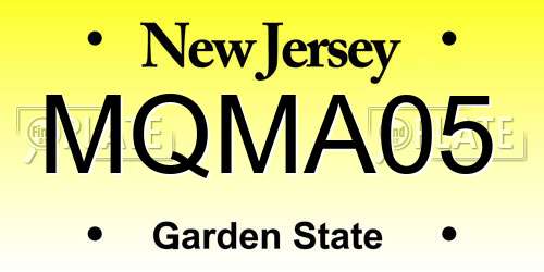 MQMA05 New Jersey License Plate