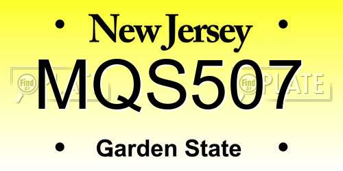 MQS507 New Jersey License Plate