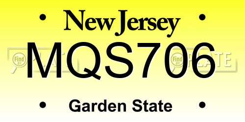 MQS706 New Jersey License Plate