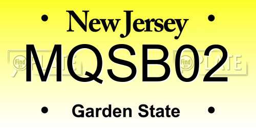 MQSB02 New Jersey License Plate