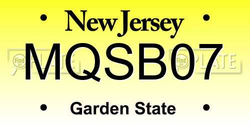 MQSB07 New Jersey License Plate