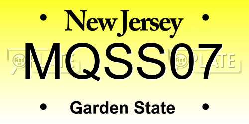 MQSS07 New Jersey License Plate