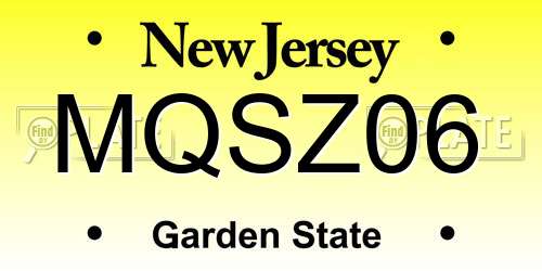 MQSZ06 New Jersey License Plate