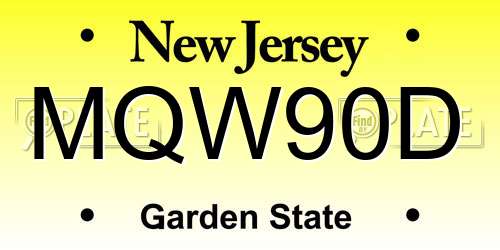 MQW90D New Jersey License Plate