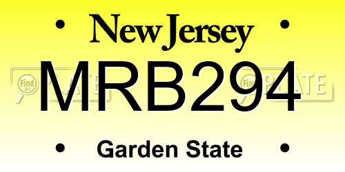 MRB294 New Jersey License Plate