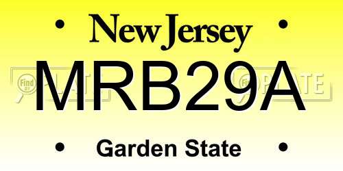 MRB29A New Jersey License Plate