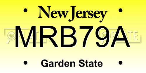 MRB79A New Jersey License Plate