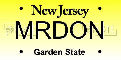 MRDON New Jersey License Plate