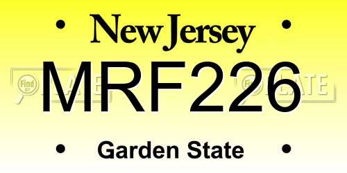 MRF226 New Jersey License Plate