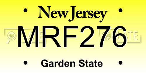 MRF276 New Jersey License Plate