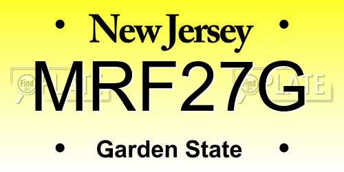 MRF27G New Jersey License Plate
