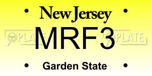 MRF3 New Jersey License Plate