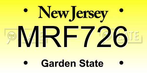 MRF726 New Jersey License Plate