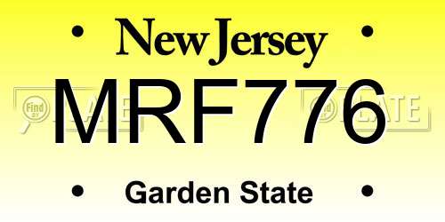 MRF776 New Jersey License Plate