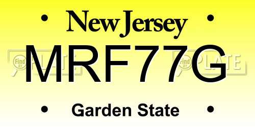 MRF77G New Jersey License Plate