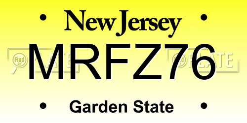 MRFZ76 New Jersey License Plate