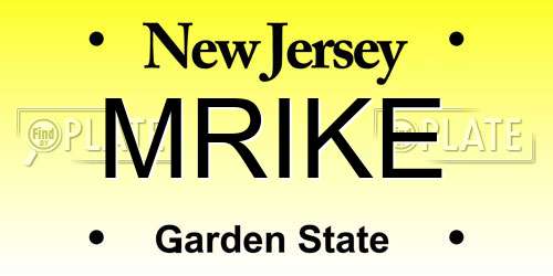 MRIKE New Jersey License Plate