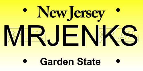 MRJENKS New Jersey License Plate