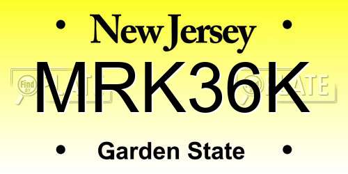 MRK36K New Jersey License Plate