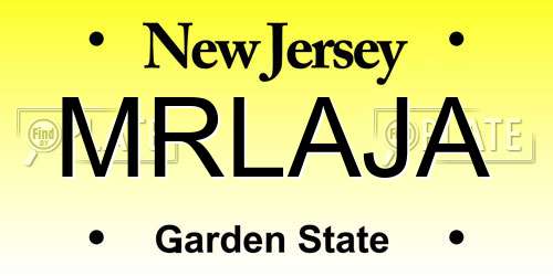 MRLAJA New Jersey License Plate