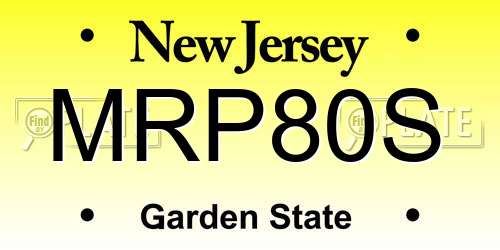 MRP80S New Jersey License Plate