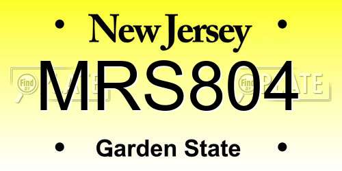 MRS804 New Jersey License Plate