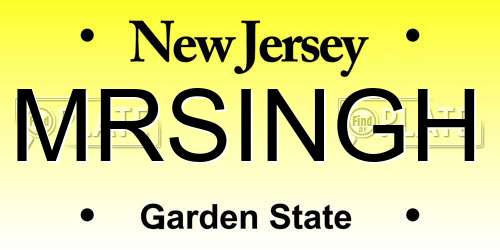 MRSINGH New Jersey License Plate