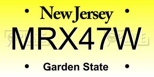 MRX47W New Jersey License Plate