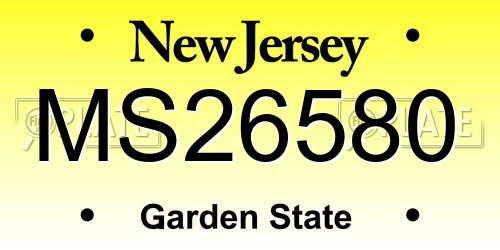 MS26580 New Jersey License Plate