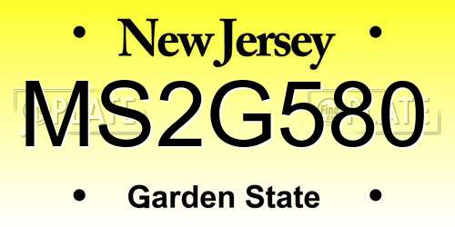 MS2G580 New Jersey License Plate