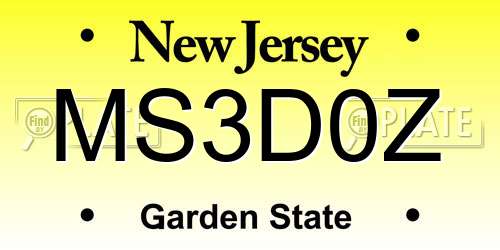 MS3D0Z New Jersey License Plate