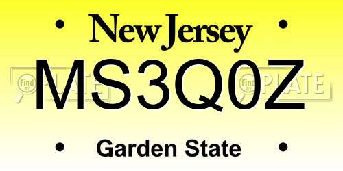 MS3Q0Z New Jersey License Plate