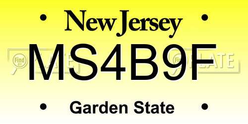 MS4B9F New Jersey License Plate
