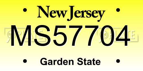 MS57704 New Jersey License Plate