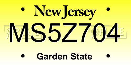 MS5Z704 New Jersey License Plate