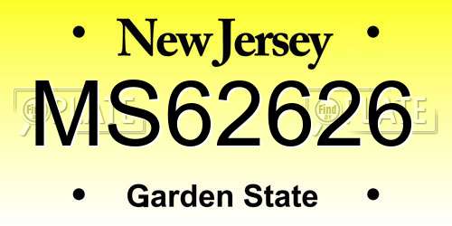 MS62626 New Jersey License Plate