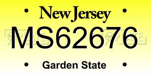 MS62676 New Jersey License Plate