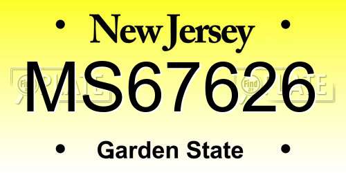 MS67626 New Jersey License Plate
