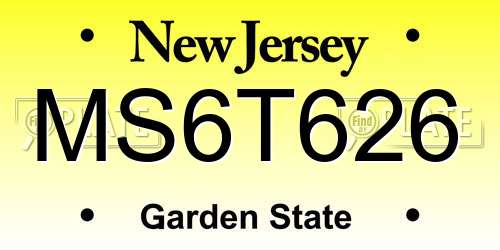 MS6T626 New Jersey License Plate
