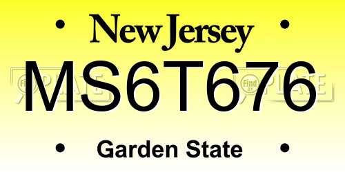 MS6T676 New Jersey License Plate
