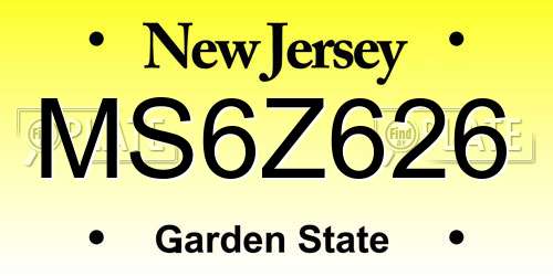 MS6Z626 New Jersey License Plate