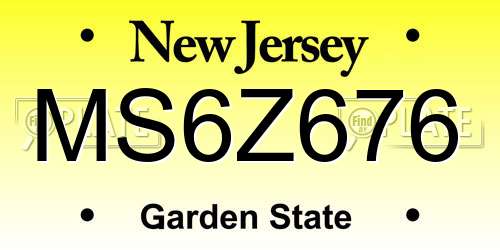 MS6Z676 New Jersey License Plate