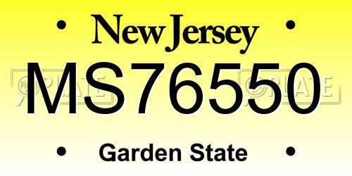 MS76550 New Jersey License Plate