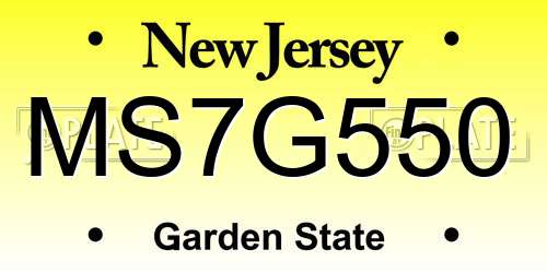 MS7G550 New Jersey License Plate