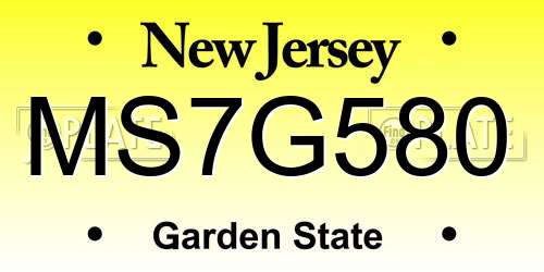 MS7G580 New Jersey License Plate