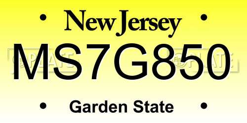 MS7G850 New Jersey License Plate
